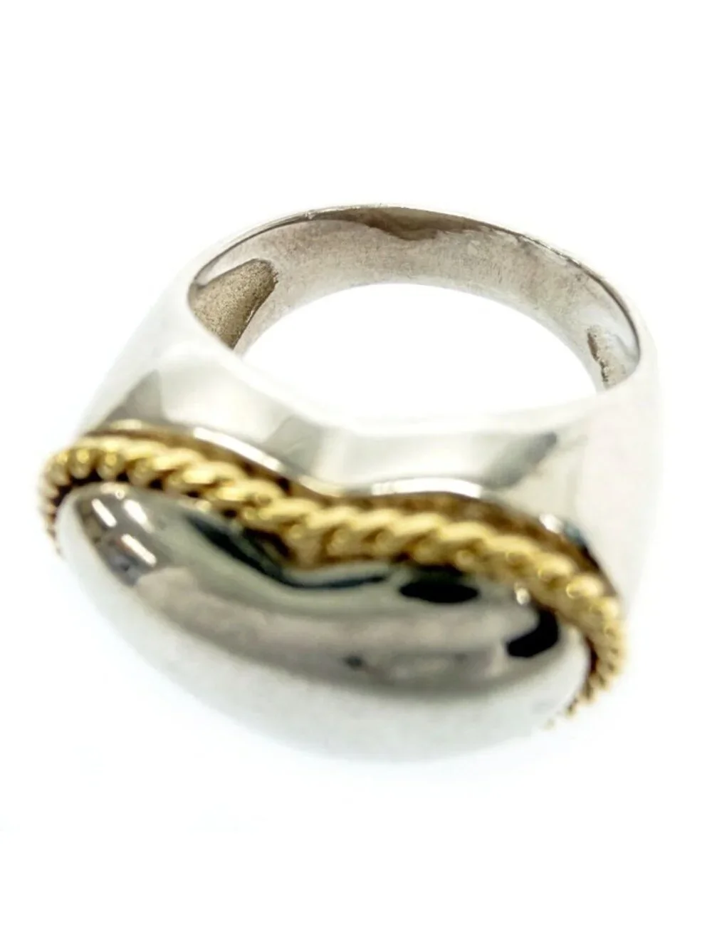 Tiffany & Co Silver Gold Full Heart Twisted Rope Ring